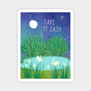 Peaceful Watercolor Night Nature Scene Magnet