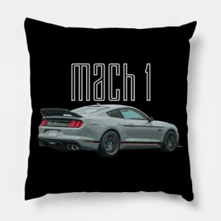 MACH 1 Mustang GT 5.0L V8 Performance Car Fighter Jet Gray Rear Pillow