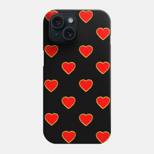 Red Hearts on Black Background Phone Case