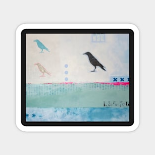 Picture of an original painting, crow light blue Magnet