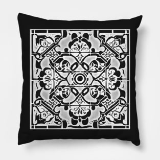 Abstract Symmetrical Lattice Print - Crimson Aesthetic Pillow