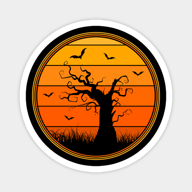 Vintage Style Creepy Tree Halloween Sunset Magnet by guitar75