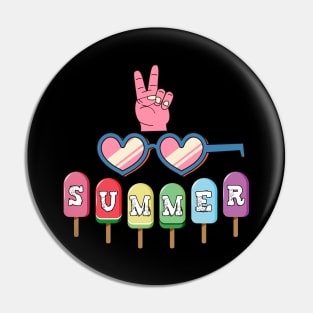 Hello Summer Vacation Ice Cream Popsicle Ice Lolly Pin