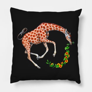 Giraffe with Flower Vine Pillow