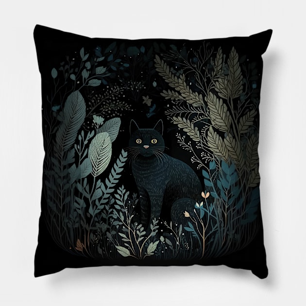 Cat in the grass Pillow by Lolebomb