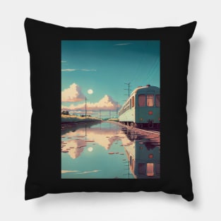 Retro Anime Style Old Japanese Train Pillow