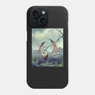 Hummingbirds at the nest with chicks Phone Case