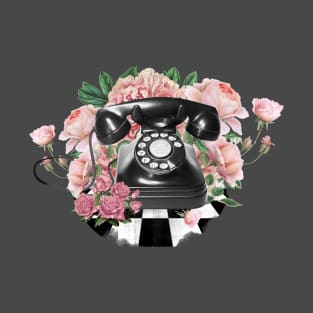 Black Vintage Rotary Phone T-Shirt