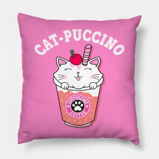 Catpuccino T-Shirt Cats Coffee Cappuccino Italian Coffee Funny Kawaii Cute kitten Cat Lover Pillow