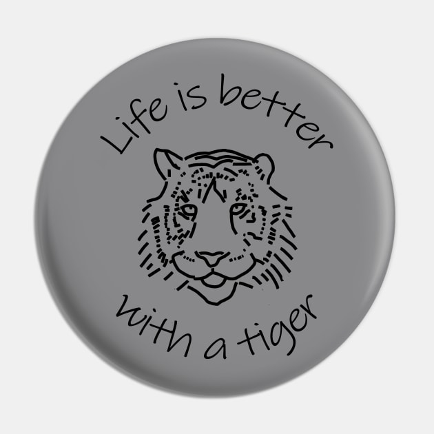 Animals Quote Life is Better with a Tiger Pin by ellenhenryart