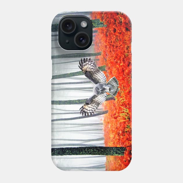 Great Grey Owl in Autumn Phone Case by lauradyoung