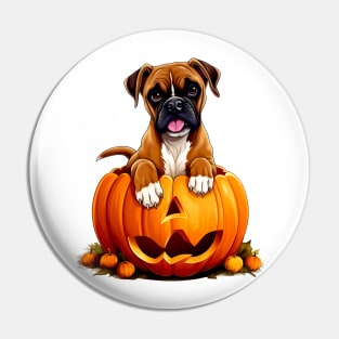 Boxer Dog inside Pumpkin #2 Pin