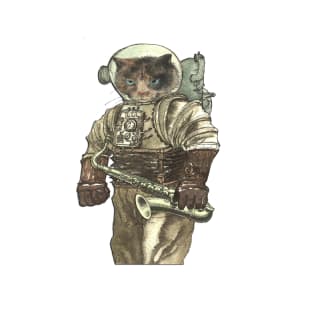 Space Cat with Saxophone T-Shirt