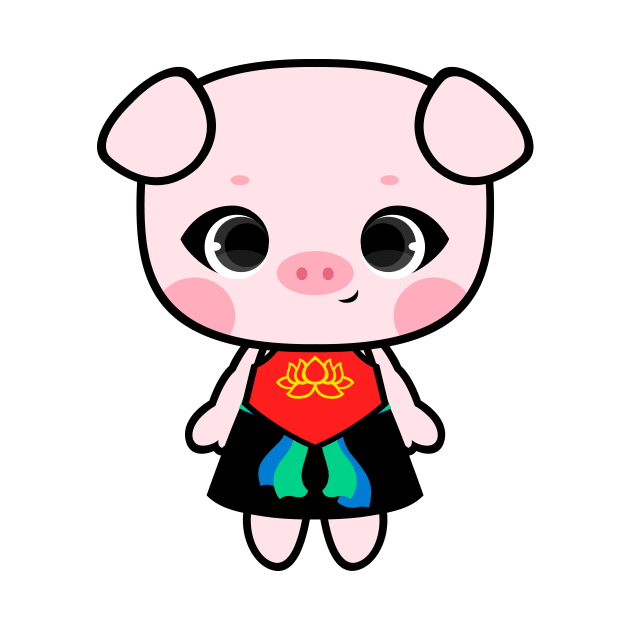 Cute Little Piggy in Yem and Black Skirt by alien3287