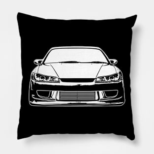 White Nissan Silvia S15 Sketch Art Pillow