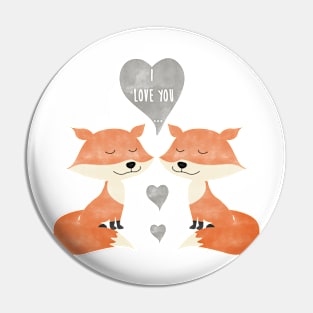 Loving Fox Couple - I love you - Happy Valentines Day Pin