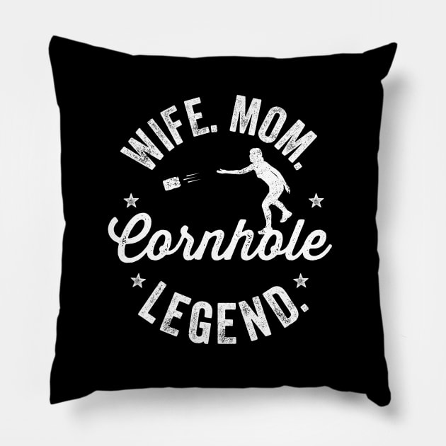 Cornhole Shirt Vintage Funny Wife Mom Cornhole Legend Pillow by Happy Lime