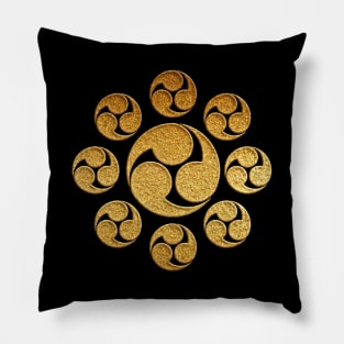 Gold Kuyo Tomoe Kamon Pillow