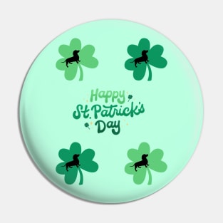 Happy St. Patrick's Day with Dachshund Silhouette in Shamrock Pin