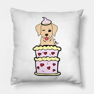 Retriever dog Jumping out of a cake Pillow