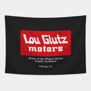 Lou Glutz Motors - vintage license plate logo Vacation Tapestry