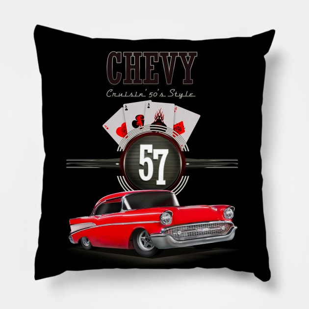 Hot Rod Chevy Bel Air Pillow by hardtbonez