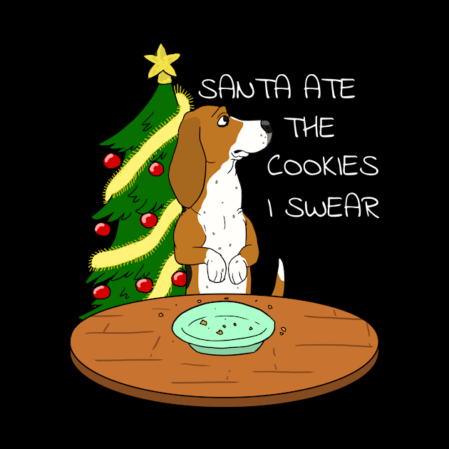 Funny Basset Hound Santa Ate The Cookies Christmas by blacklines