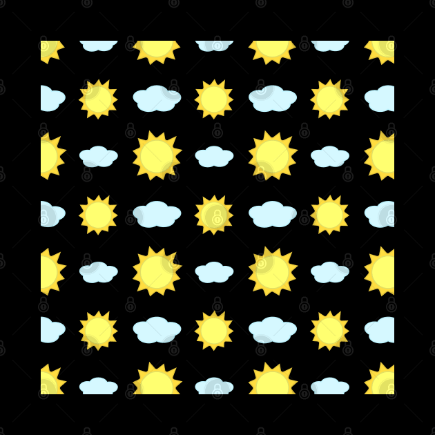 Sun and Clouds Pattern in Black by Kelly Gigi