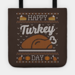 Happy Turkey Day, Ugly Thanksgiving Sweater Tote