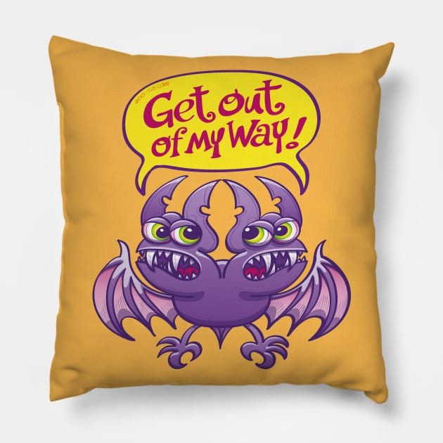 Two heads in a single bat asking each other to get out of the way Pillow by zooco