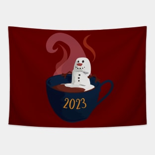 Marshmallow Snowman In Hot Cocoa Tapestry