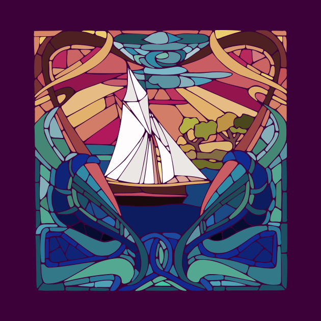 Stain Glass Sailboat Design by AlondraHanley