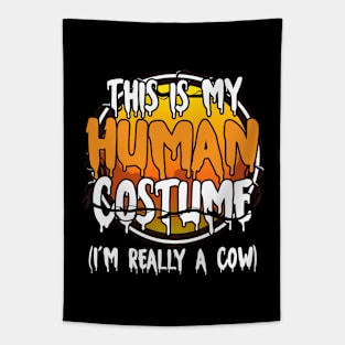 This Is My Human Costume I'm Really A Cow Funny Lazy Halloween Costume Last Minute Halloween Costume Halloween 2021 Gift Tapestry