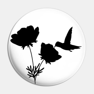 Hummingbird and Flowers Pin