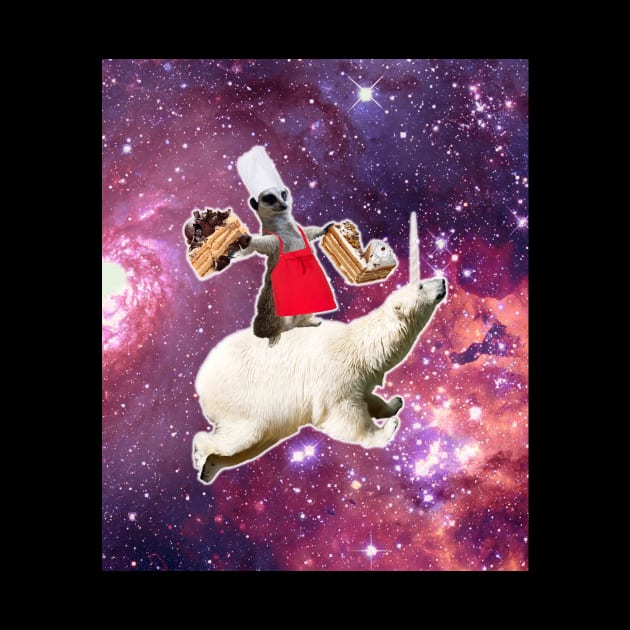 Lemur Riding Bear Unicorn Eating Cake by Random Galaxy