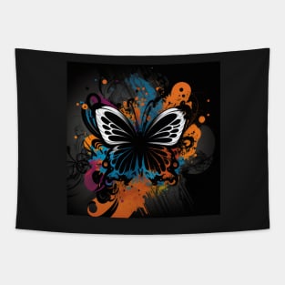 Cosmic Butterfly Splatter Paint Tapestry