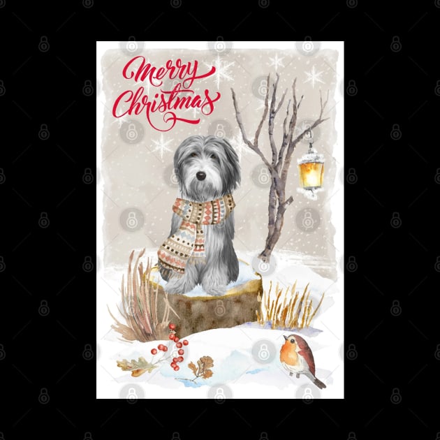 Bearded Collie Merry Christmas Santa Dog by Puppy Eyes