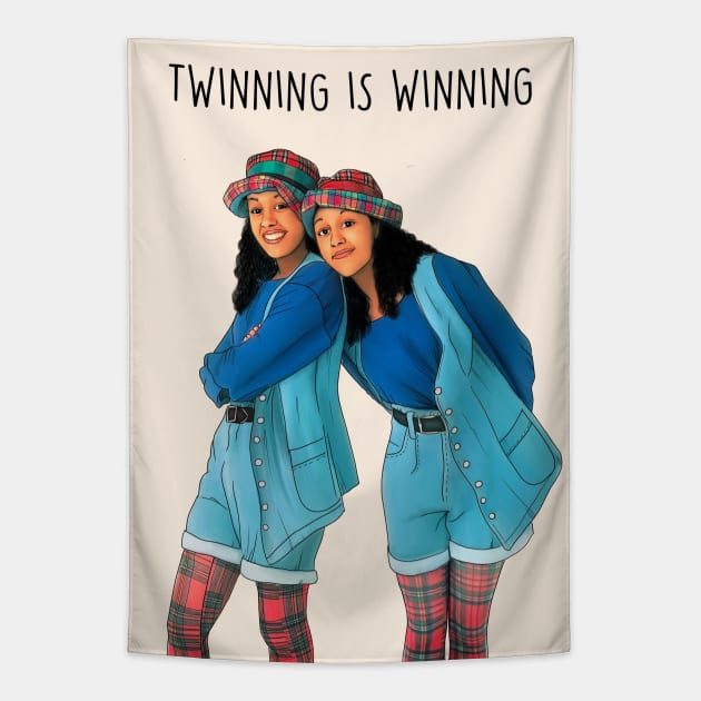 TWINNING IS WINNING Tapestry by Poppy and Mabel