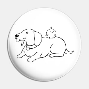 Dachshund and Chick - Black Line Pin