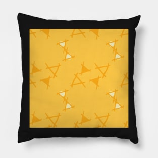 Doodle Triangles on a yellow background Pillow