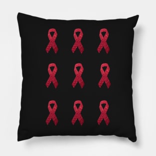 Red Faux Glitter Awareness Ribbon Pack Pillow