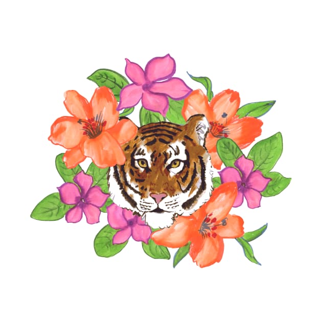 Floral Tiger Portrait by Annelie