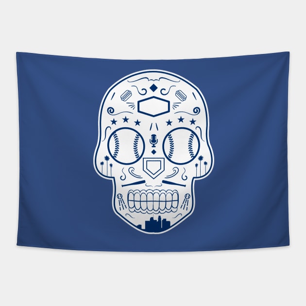 Los Angeles Baseball Sugar Skull Tapestry by StickyHenderson