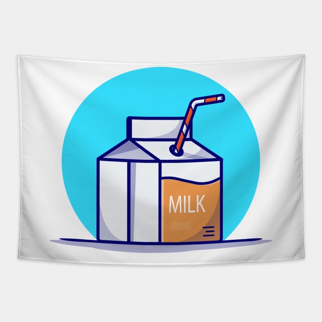Milk Box Cartoon Vector Icon Illustration Tapestry by Catalyst Labs