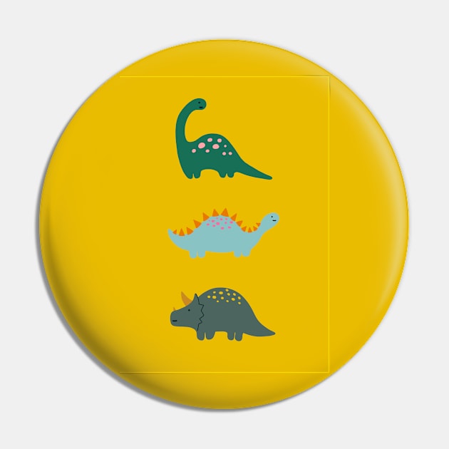 Happy Dino Print in Yellow Pin by BryGraphicDesign