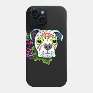 Boxer in White - Day of the Dead Sugar Skull Dog Phone Case