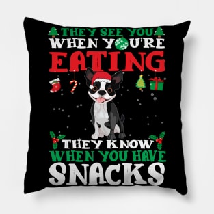 Christmas Dog Eating Snacks Pillow