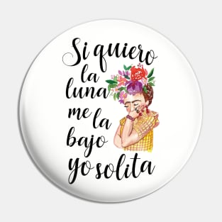 Mexican Art Lovers Frida Watercolor Flowers Pin