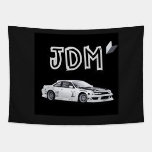 Nissan Silvia S14 Black and White JDM Design Tapestry