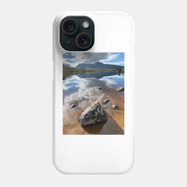 Lochan na h-Achlaise ( Gaelic for Loch of the Armpit ) is in front of the Black Mount in the Highlands of Scotland Phone Case by goldyart